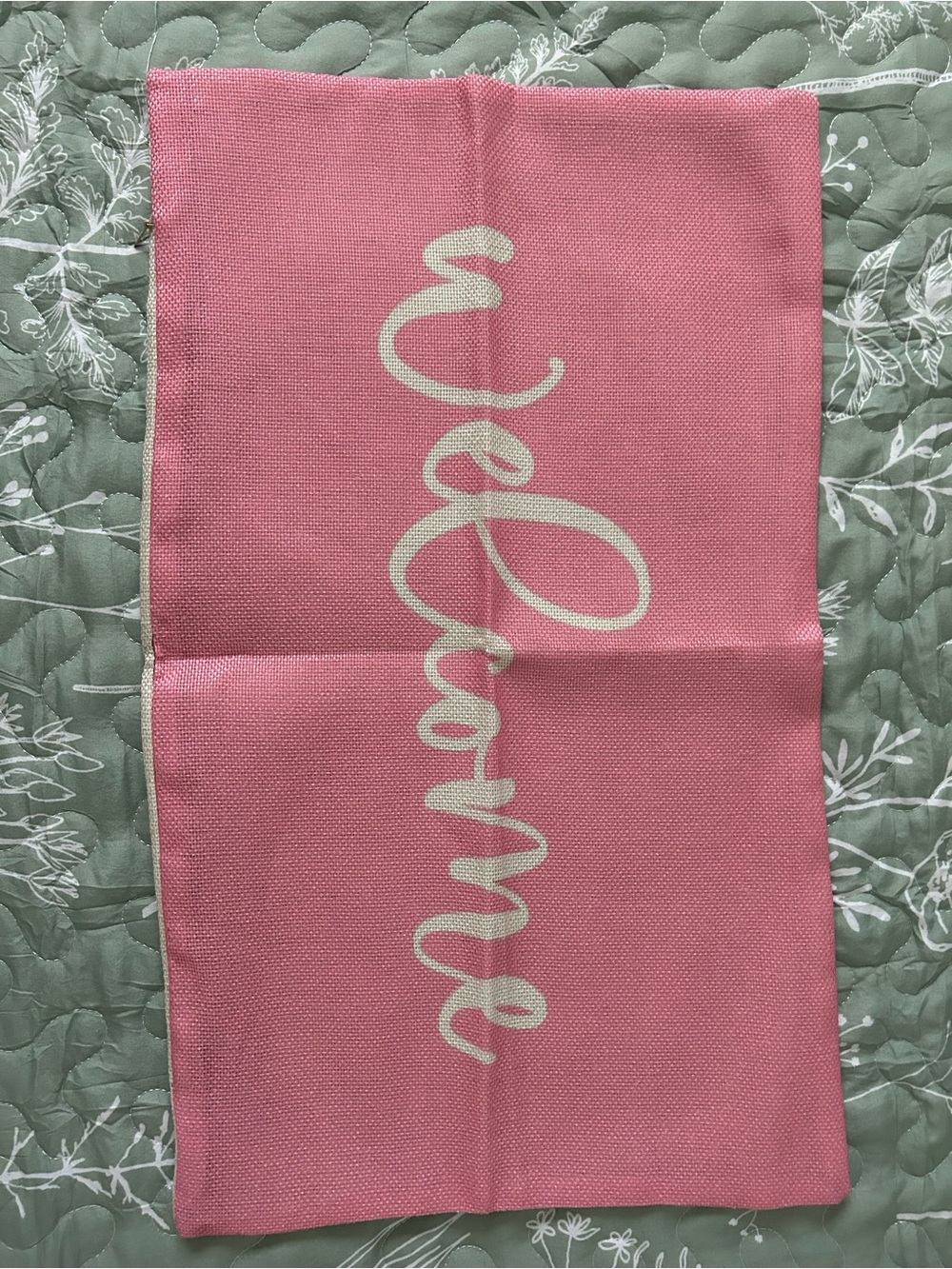 Pink Welcome Pillow Cover